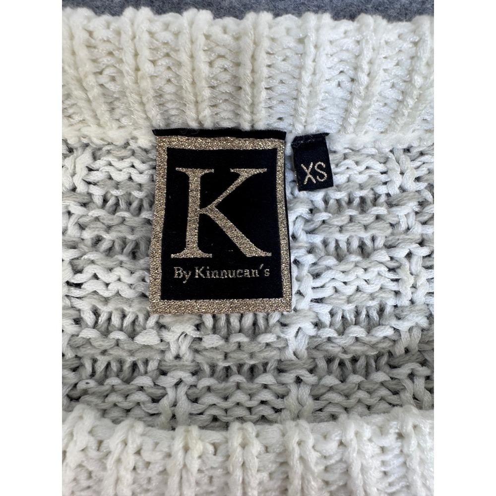 K by Kinnucan's Womens Knit Sweater‎ Gray White Crew Neck Casual - Picture 5 of 6